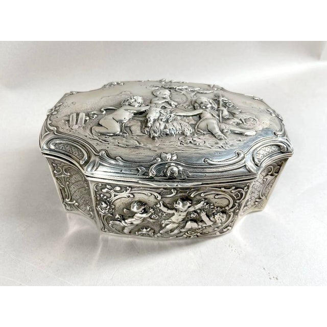 Rococo Late 19th C German Rococo Silver Repousse Trinket Box For Sale - Image 3 of 16