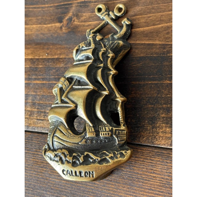 English Brass Clipper Ship Door Knocker For Sale - Image 3 of 5