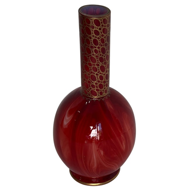 Late 19th Century Antique Bohemian Harrach Marmoriertes Karneol Glass Vase, C. 1888" For Sale - Image 5 of 18