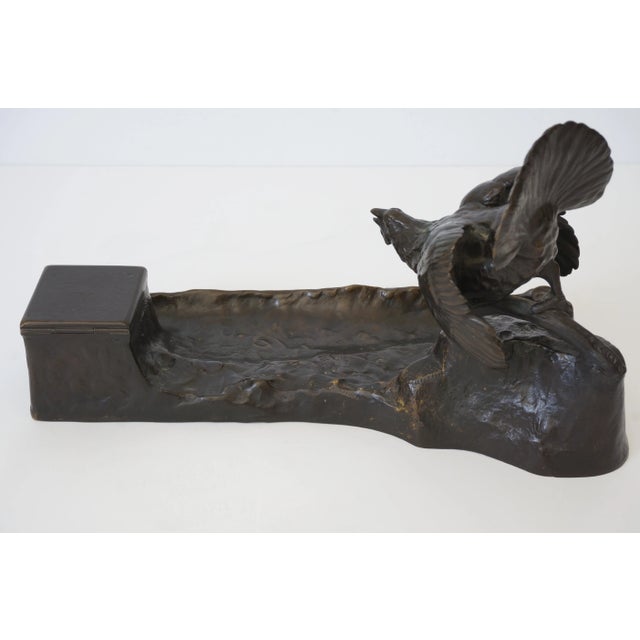 Metal 19th Century Bronze Austrian Pen Rest Inkwell Ink Set For Sale - Image 7 of 13