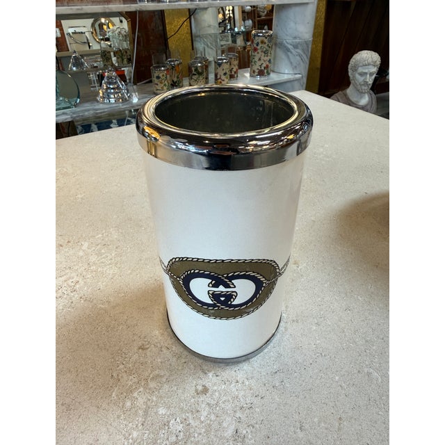 1970s Vintage Gucci Ice Bucket and Glass Set With Logo, Italy 1970 - 14 pcs For Sale - Image 5 of 13