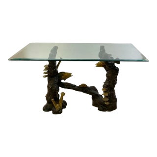 Modernist Bronze Sculptural Sea Scape Console Table For Sale