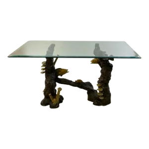 Modernist Bronze Sculptural Sea Scape Console Table