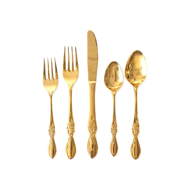 Mid 20th Century Mid Century Modern Gold Flatware, Service for Six - 30 pcs For Sale - Image 4 of 4
