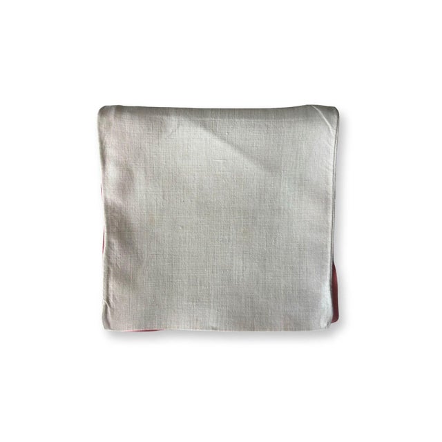 Antique French Linen Pouch with Pink Embroidery & Drawnwork Trim, Hand-Embroidered Flax Linen Bag Keepsake, c. 1900 For Sale - Image 9 of 9