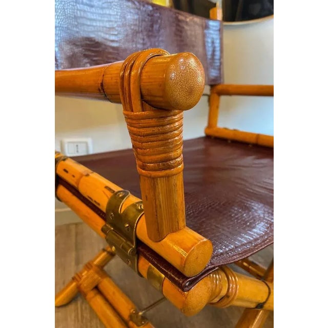 Director's Chair in Leather and Brass by Ryda Levi McGuire, 1960s For Sale - Image 9 of 18