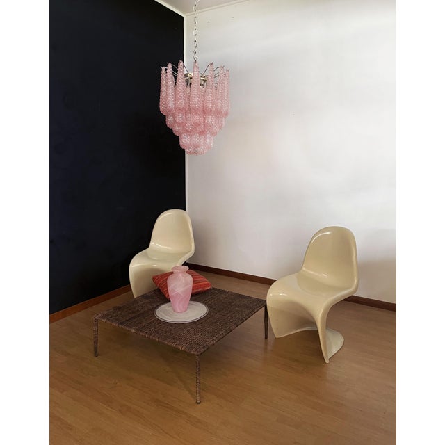 1990s Vintage Italian Murano Chandelier with 41 Pink Glass Petals Drop, 1990s For Sale - Image 5 of 18