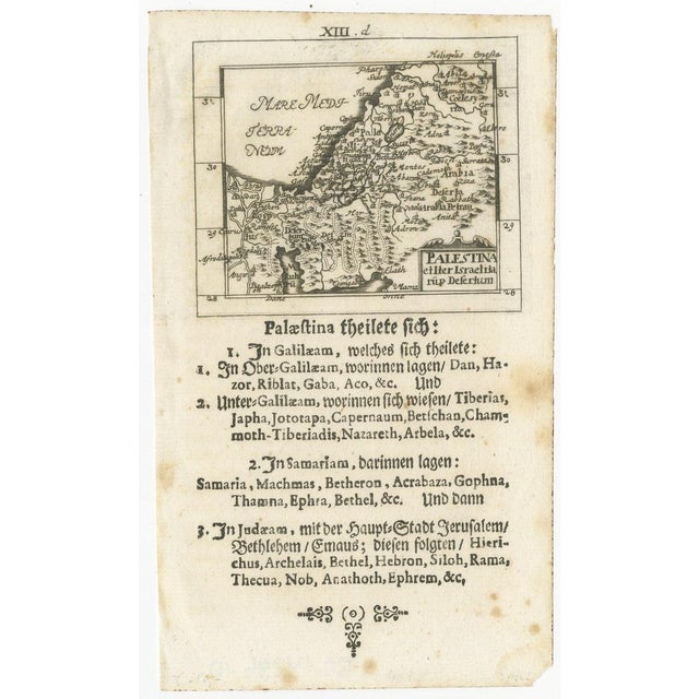 Title: 17th Century Holy Land Map “Palestina” with German Biblical Text, c.1650 : A rare and highly decorative 17th-...