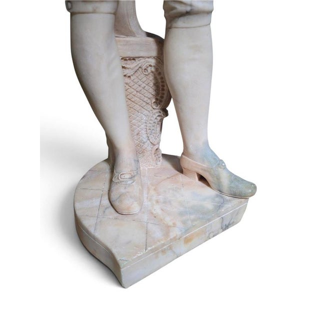 Grand Tour Alabaster Sculpture of Young Mozart Playing The, 1850, Alabaster For Sale - Image 16 of 17