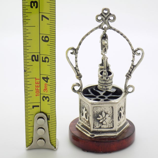 Vintage Italian Handmade Genuine Silver & Wood Water Well Figurine Dollhouse Miniature For Sale - Image 9 of 9
