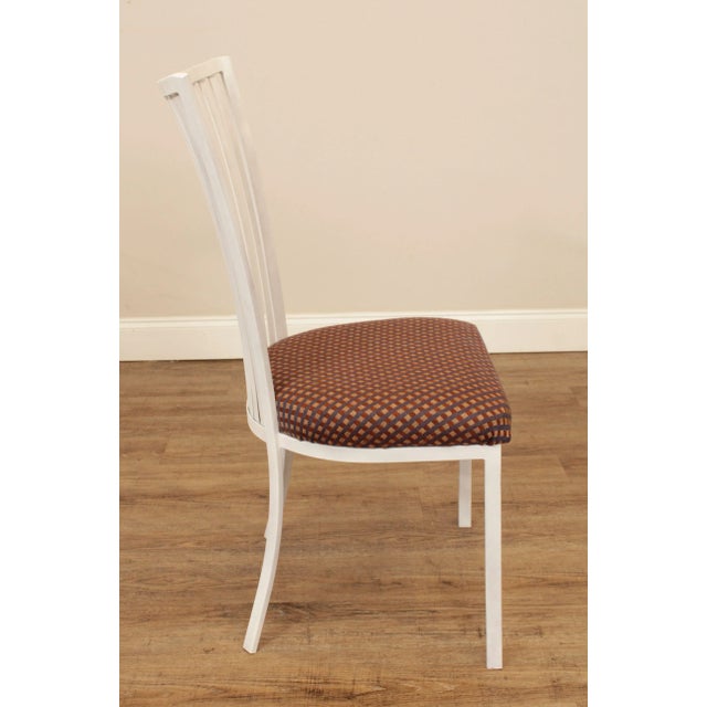 Johnston Casuals Postmodern White Lacquer Wrought Iron Round Glass Top Dining Table & Chairs - Set of 5 For Sale - Image 9 of 13