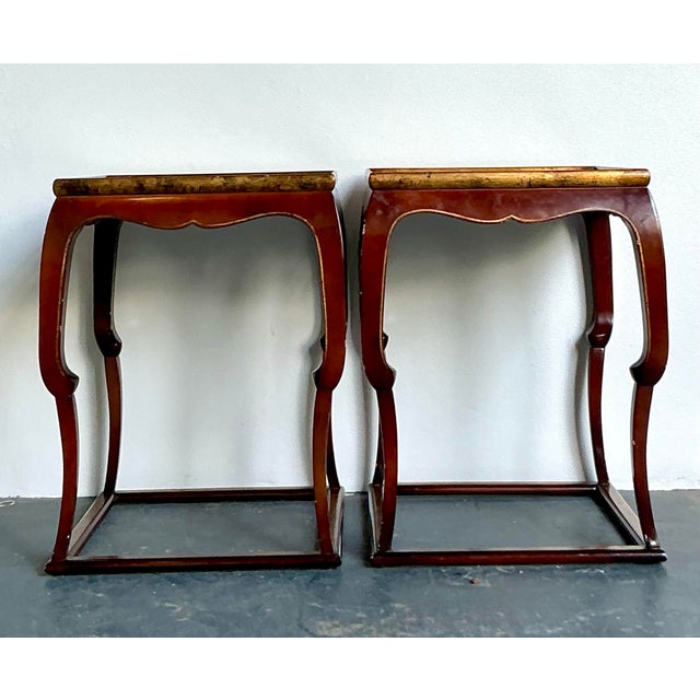 Vintage Asian Lacquered Side Tables - A Pair For Sale - Image 9 of 12