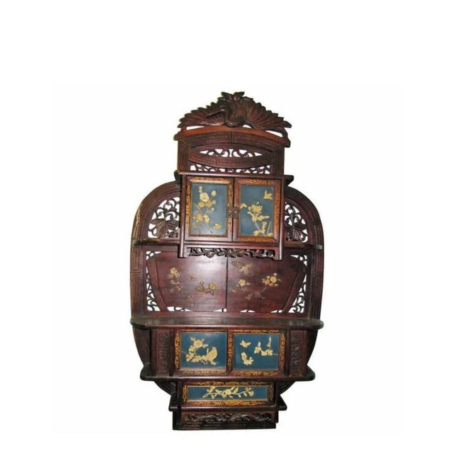 Wood Important 19th C Japanese Etagere Wall Display Cabinet With Refined Detailed Design With Famed Provenance For Sale - Image 7 of 7
