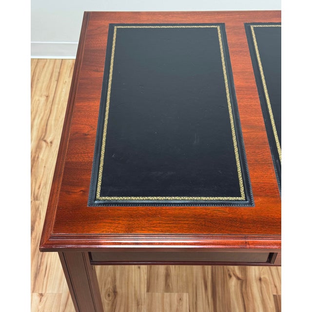 Vintage Kimball Leather Top Solid Wood Executive Desk For Sale - Image 9 of 18