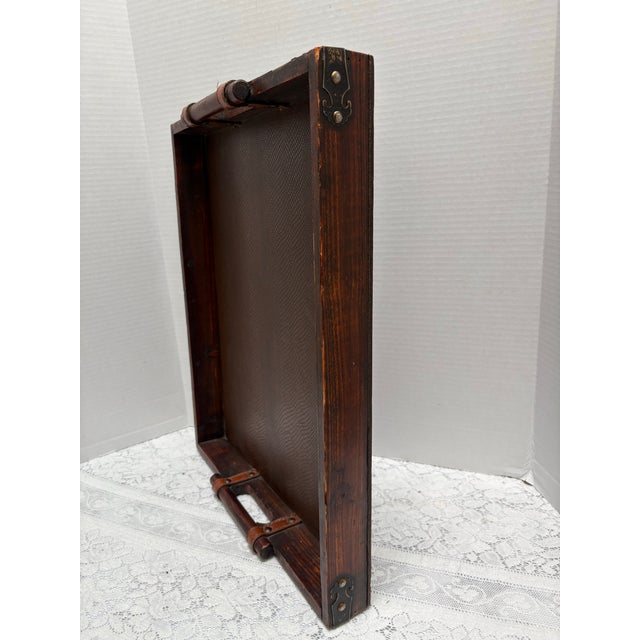 Vintage Rustic Wood Decor and Serving Tray For Sale - Image 4 of 8