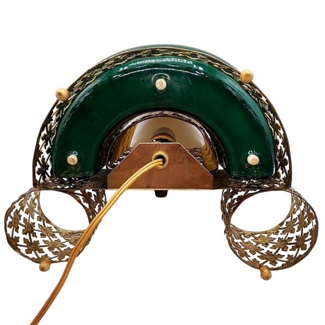 1950s Mid-Century Modern Regancy Brass & Ceramic Tv Lamp & Planter by Sierra Columbia For Sale In Los Angeles - Image 6 of 11