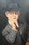 Huge Distinguished Antique Art Deco Oil Painting of Man in Suit Dandy Fashion Framed Portrait Home Wall Decor For Sale - Image 4 of 17