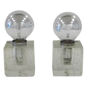 Italian Postmodern Poliarte Ice Cube Clear Art Glass Table Lamps, 1970s