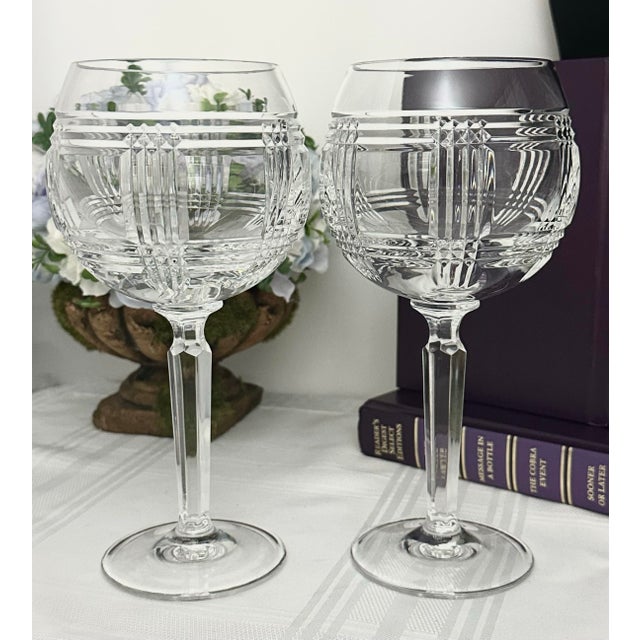 Contemporary Vintage Birdbath Ralph Lauren Glen Plaid Goblets - A Pair For Sale - Image 3 of 10