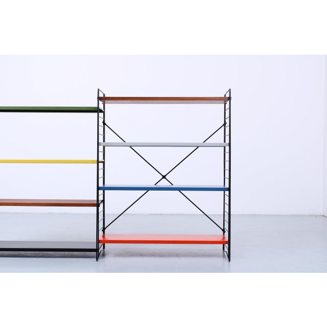 Mid-Century Modern Modular Colored Metal Floor Rack by A. D. Dekker for Tomado, 1950s, Set of 12 For Sale - Image 3 of 17