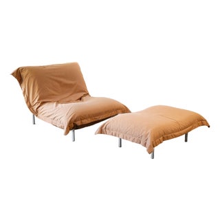 Ligne Roset 'Calin' Louge Chair and Ottoman by Pascal Mourgue, 1990s - A Set For Sale