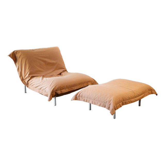 Ligne Roset 'Calin' Louge Chair and Ottoman by Pascal Mourgue, 1990s - A Set For Sale