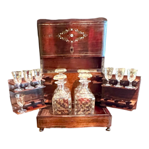 Antique French Napoleon III Marquetry "Cave À Liqueur" Liquor Cabinet, C. 1860-1880.