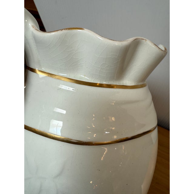 Ceramic Antique Ironstone "Bow" Pitcher For Sale - Image 7 of 12
