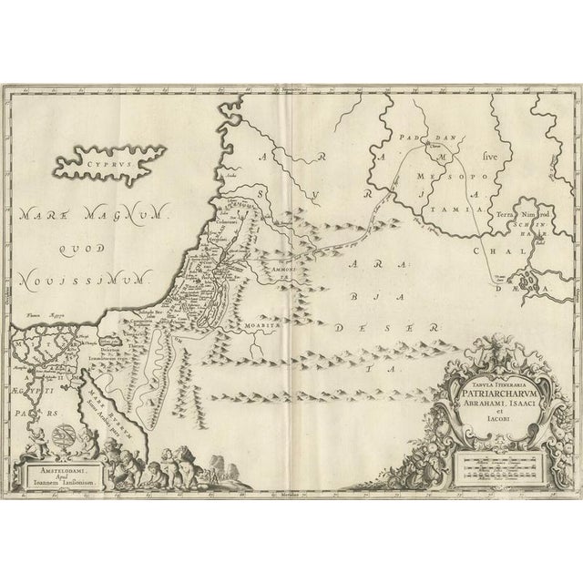 Antique Biblical Map of the Holy Land, 1650 For Sale - Image 3 of 11
