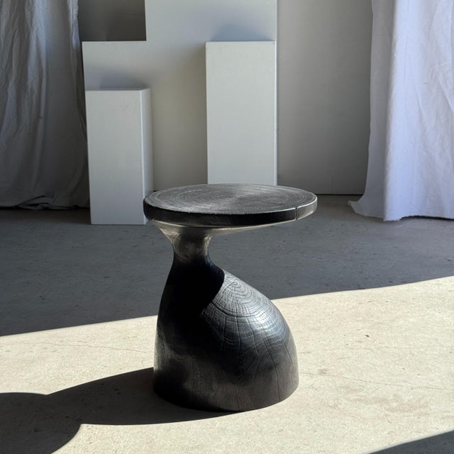 Contemporary Wood Side Table in Black, 1980s For Sale - Image 3 of 11