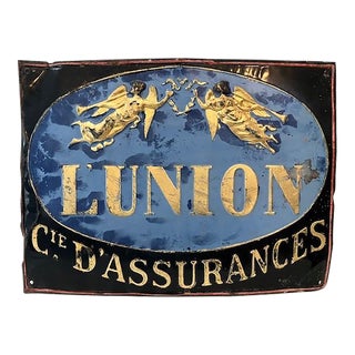 Vibrant Stunning Late 19th Century French Metal Sign For Sale