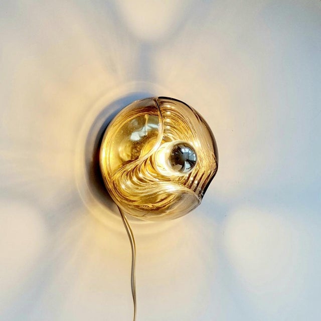 Glass Wave Futura Wall Lamps by Koch & Lowy for Peill & Putzler, Germany, 1970s, Set of 2 For Sale - Image 4 of 10