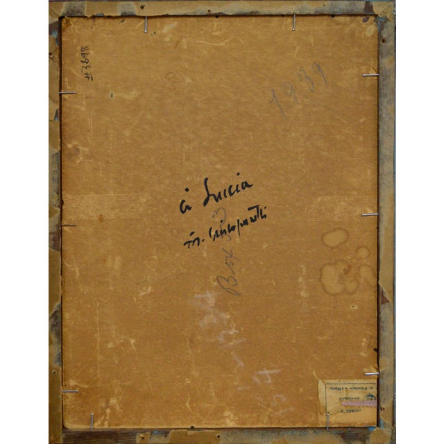 Francesco Christofanetti "Carnival Cart" Aesthetic Movement Oil on Cardboard 1925 For Sale - Image 4 of 4