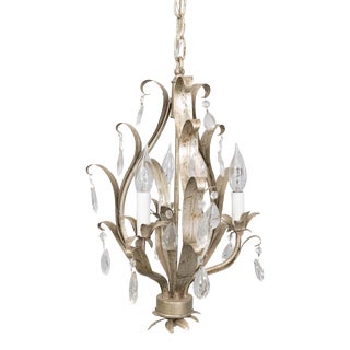 Vintage Italian Silver Gilt Tole & Crystals Chandelier For Sale