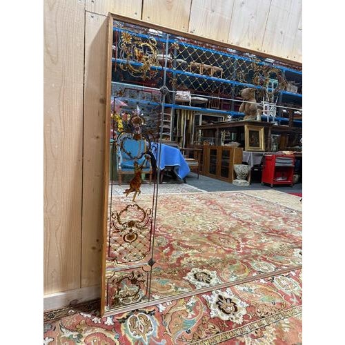 Venetian Style Art Nouveau Bistro Mirror For Sale - Image 5 of 9