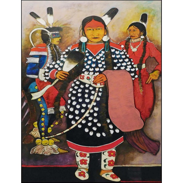 "Apsalooka Dancers" 2008 by Kevin Red Star Hand Signed by the artist Original Acrylic on Canvas Hand Signed by the artist...