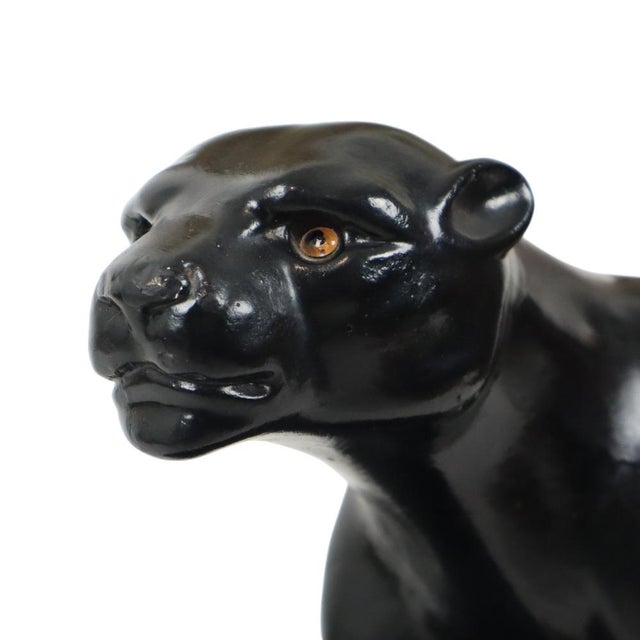 Art Deco French Panther Sculpture in Black Lacquered Plaster, 1920s For Sale - Image 10 of 18