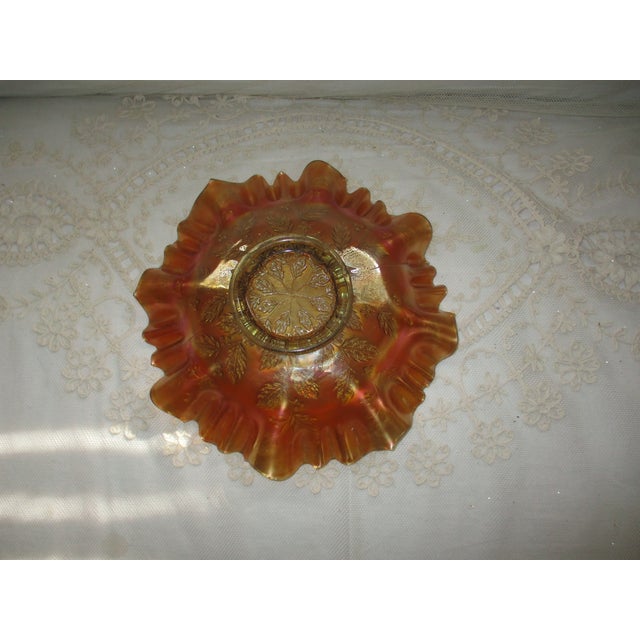 Fenton Art Glass Company Antique Fenton Holly Berry Marigold Carnival Glass Bowl 9.5" For Sale - Image 4 of 6