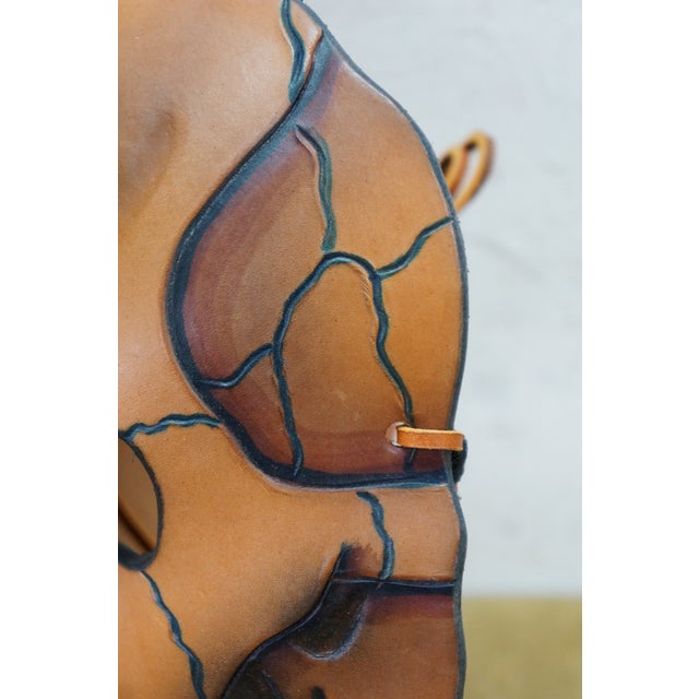 Tan Leather Skull Face Mask Day of the Dead Carnival Mardi Gras Halloween For Sale - Image 8 of 12