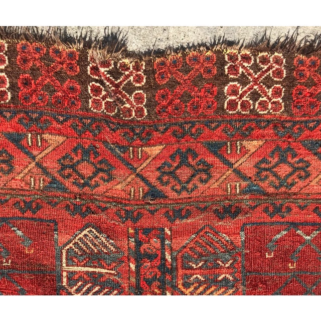 Textile 1900s Antique Afghan Tribal Rug-4′10″ × 5′10″ For Sale - Image 7 of 13