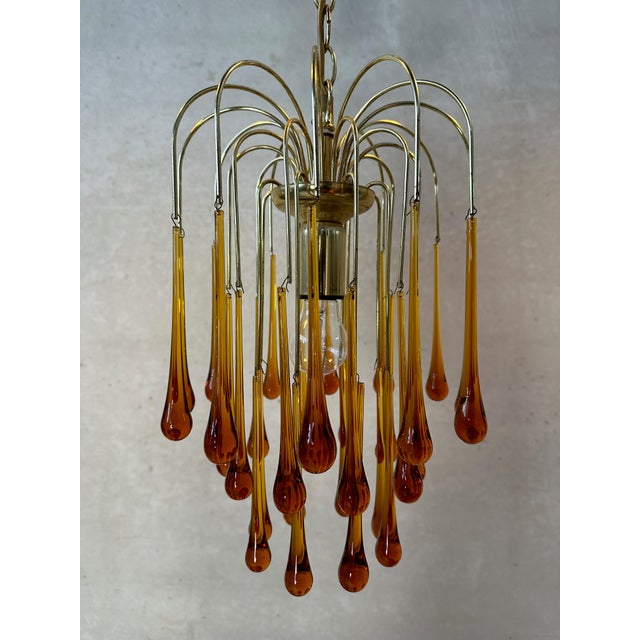Brown Vintage Amber Teardrop Chandelier For Sale - Image 8 of 8