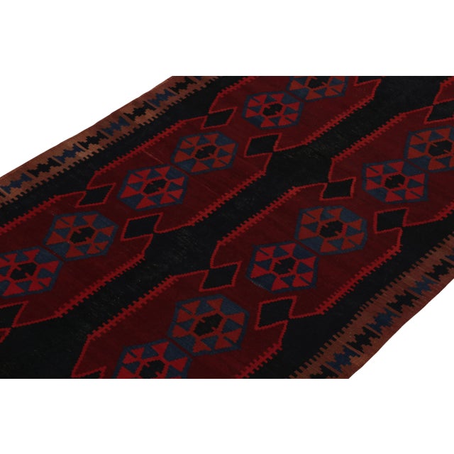 Rug & Kilim Vintage Ghazvin Kilim in anBlack With Red and Blue Geometric Patterns For Sale - Image 4 of 7