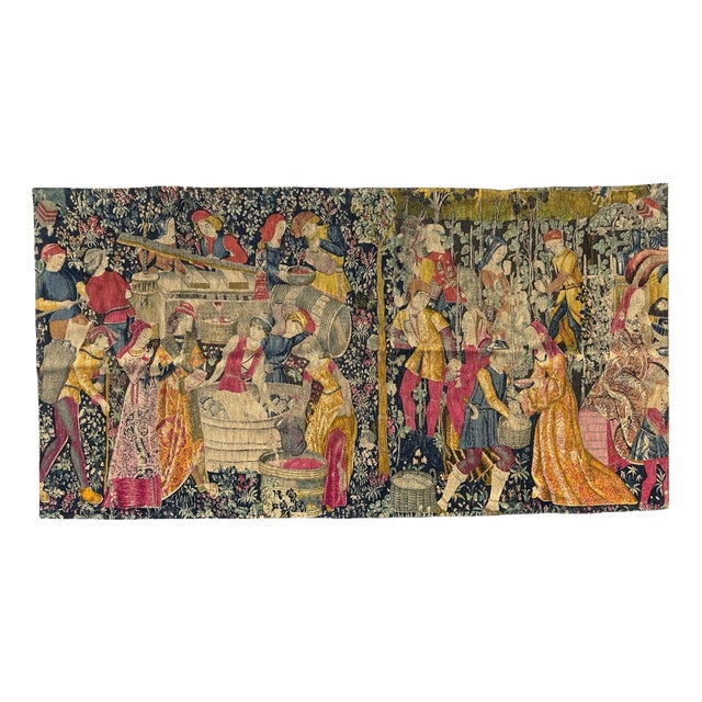 Vintage French Screen Printed Tapestry, 1970s For Sale