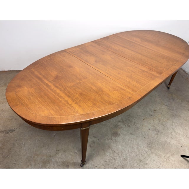 Wood Mid Century Era Regency Federal Style Oval Walnut Dining Table by Baker Furniture For Sale - Image 7 of 12