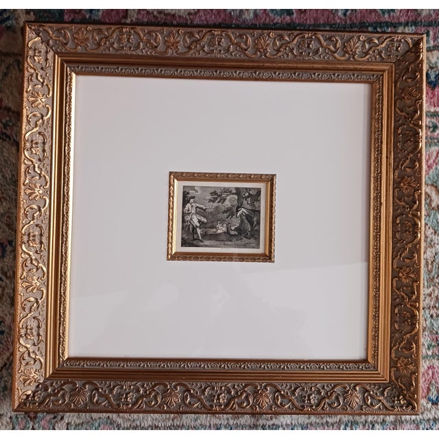 Antique William Skelton Engraving of a Wooded Landscape With a Farmer