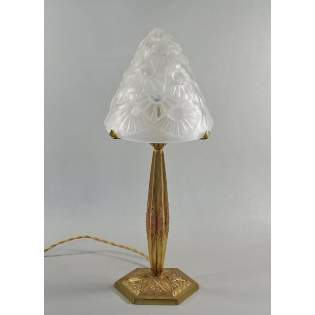 Art Deco French Art Deco Lamp by Francis Hubens & Degue - 1930 France For Sale - Image 3 of 13