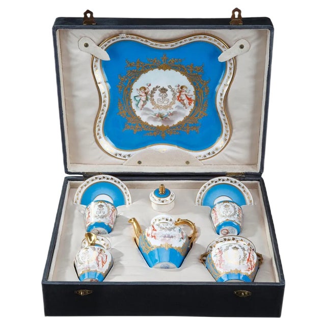 Tea Service Set from Sevres and Château Des Tuileries, Set of 8 For Sale