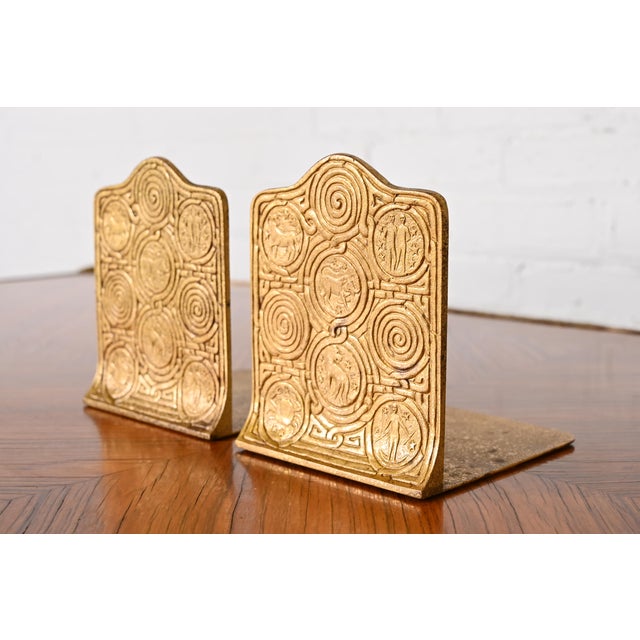Tiffany Studios New York Bronze Doré Zodiac Bookends, Circa 1910 Chairish