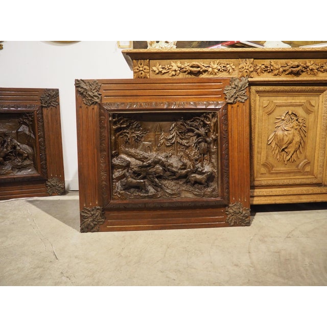 Pair of Large Antique French Oak Framed Hunt Plaques, P. Lecourtier (1851-1925) For Sale - Image 13 of 18