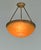 André Delatte Nancy A 1925-1930 French art deco pendant light in solid brass holding a nice Delatte bowl in mottled orange...